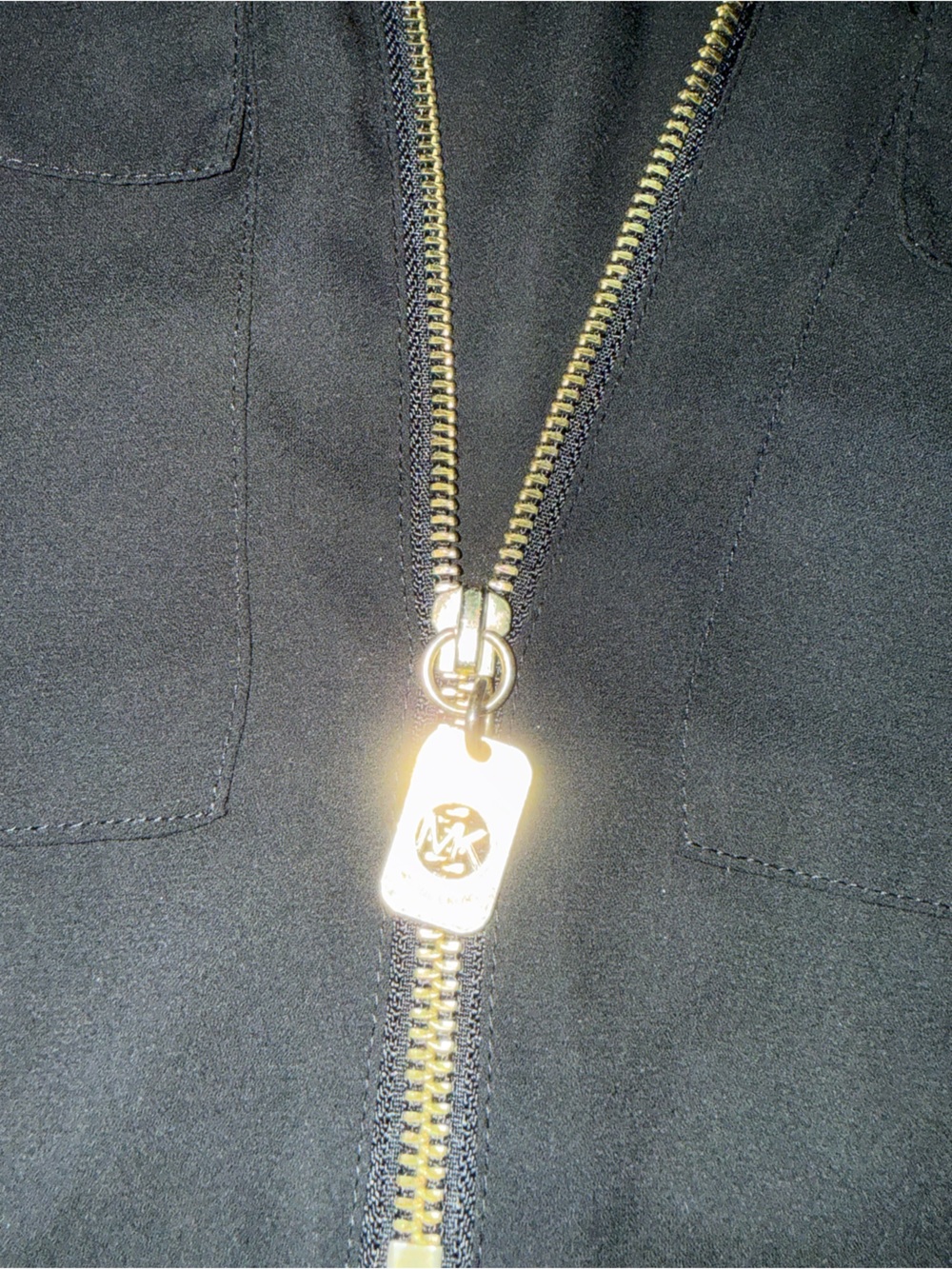 MICHAEL Michael Kors Black Gold-Trim Quarter-Zip Utility Top - Picture 3 of 7